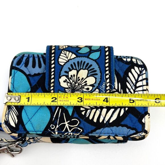 Vera Bradley All In One Wristlet Wallet Blue Floral Pattern Card Holder - Picture 5 of 8